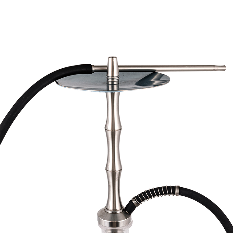 Cachimbo de água de aço inoxidável prateado de vidro transparente modelado com único furo 58cm