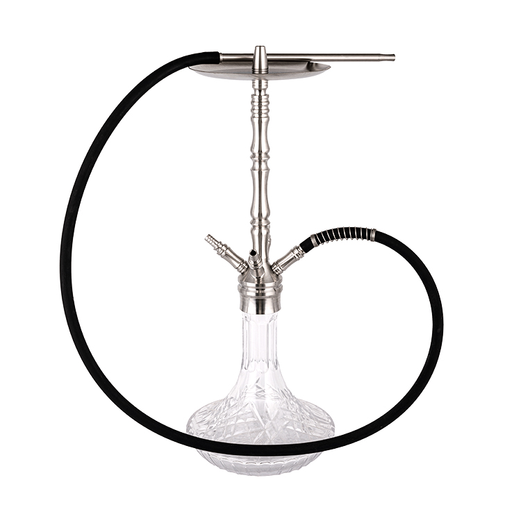 Cachimbo de água de aço inoxidável de prata de vidro transparente do teste padrão quatro furos 64cm-1