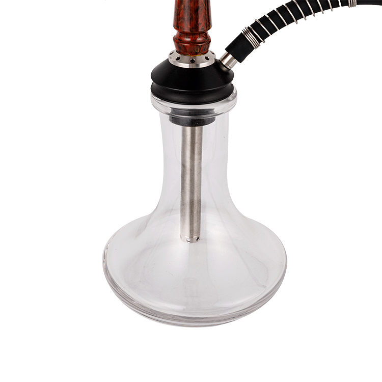 Resina de vidro transparente + aço inoxidável + tubo de resina Pom cachimbo de água de furo único 40cm