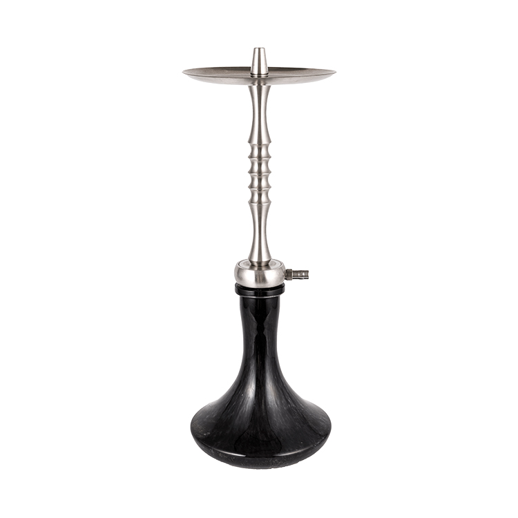 Cachimbo de água de aço inoxidável preto opaco com furo único 60cm