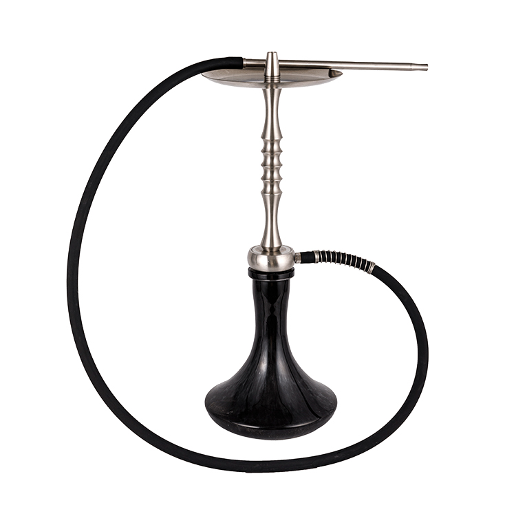 Cachimbo de água de aço inoxidável preto opaco com furo único 60cm