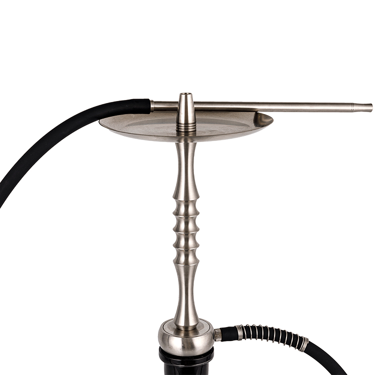 Cachimbo de água de aço inoxidável preto opaco com furo único 60cm