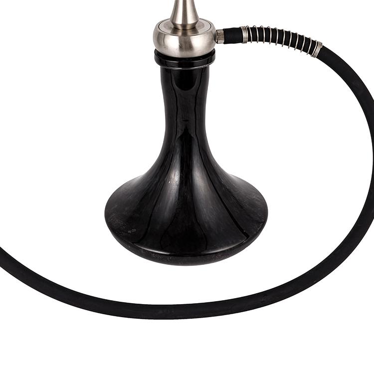 Cachimbo de água de aço inoxidável preto opaco com furo único 60cm