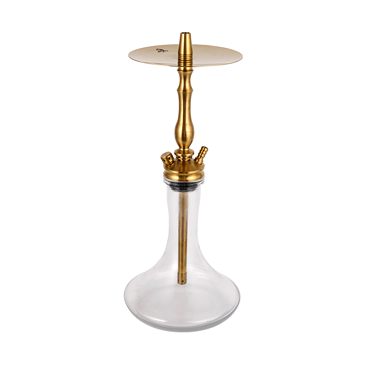 Cachimbo de água de aço inoxidável dourado de vidro transparente único furo 50cm