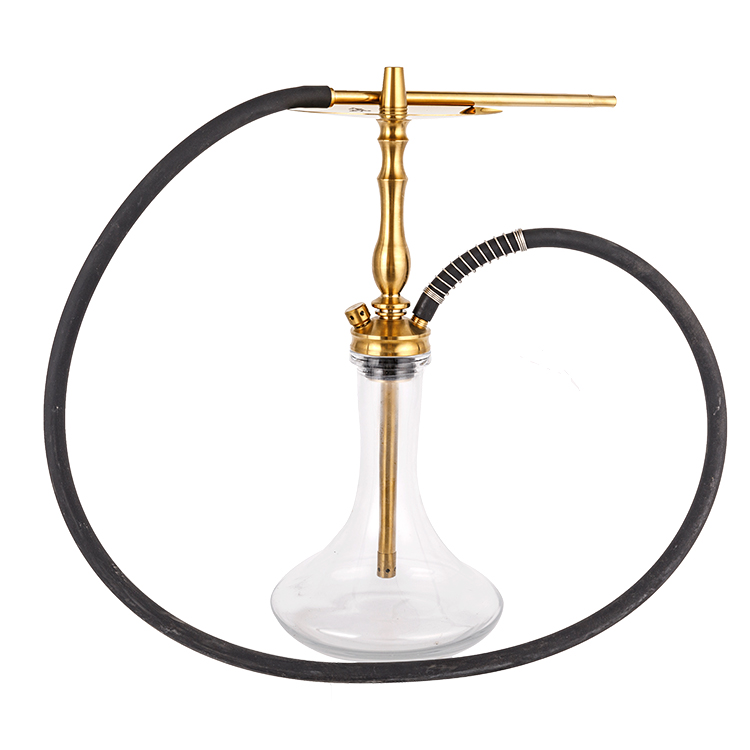 Cachimbo de água de aço inoxidável dourado de vidro transparente único furo 50cm