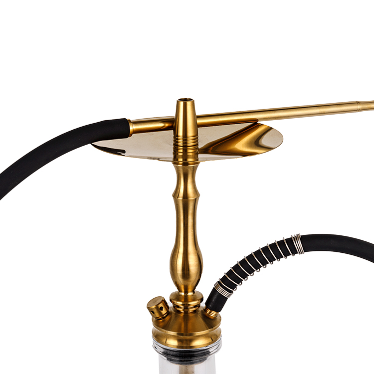 Cachimbo de água de aço inoxidável dourado de vidro transparente único furo 50cm