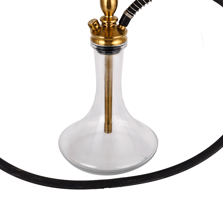 Cachimbo de água de aço inoxidável dourado de vidro transparente único furo 50cm