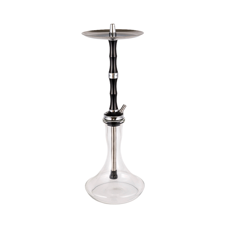 Vidro transparente alumínio aço inoxidável único furo Yahei Hookah 56cm