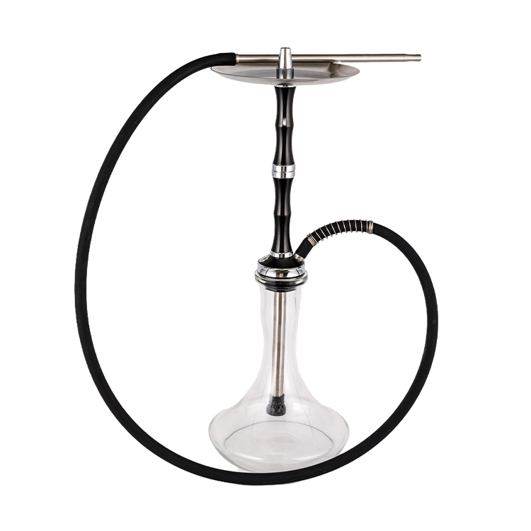 Vidro transparente alumínio aço inoxidável único furo Yahei Hookah 56cm