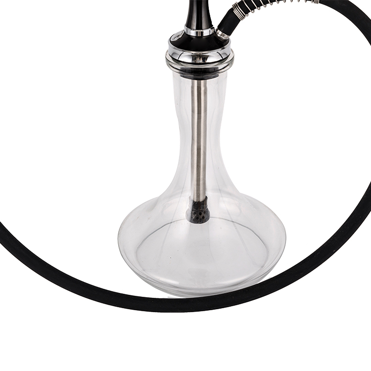 Vidro transparente alumínio aço inoxidável único furo Yahei Hookah 56cm