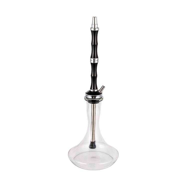 Vidro transparente alumínio aço inoxidável único furo Yahei Hookah 56cm