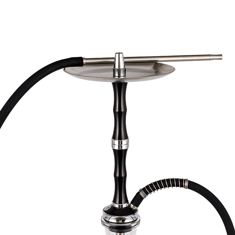 Vidro transparente alumínio aço inoxidável único furo Yahei Hookah 56cm